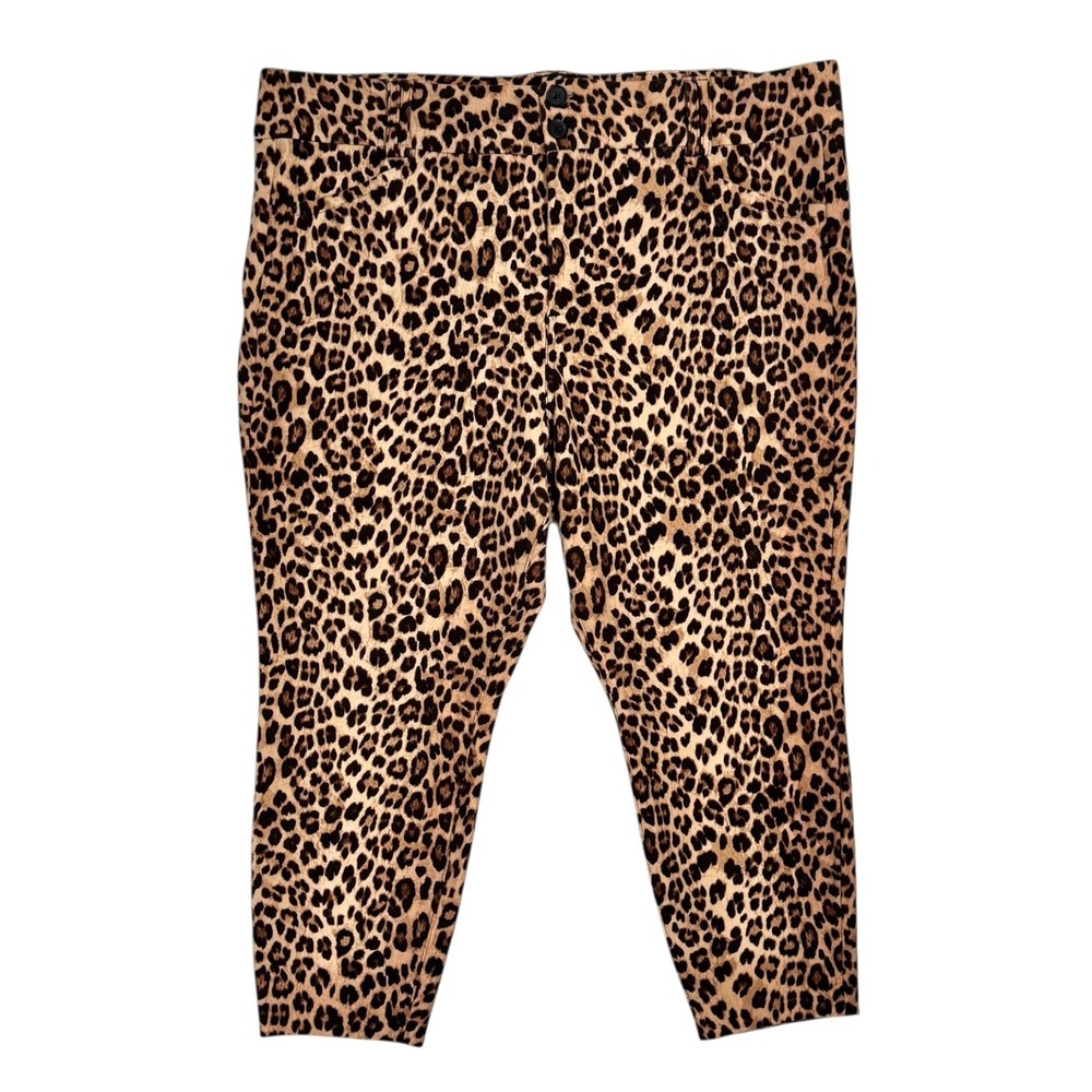 Torrid Studio Luxe Ponte Knit Ankle Skinny‎ Pants Size 24 Leopard Print Mid Rise